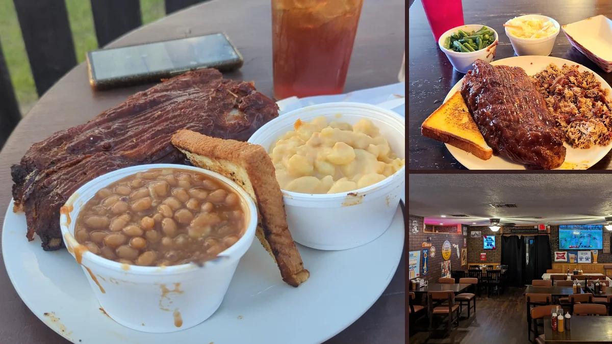 Shared plates beside drinks and a bar counter.
